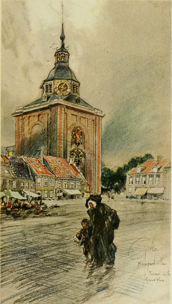 An illustration from Vanished towers and chimes of Flanders, 1916, leaf 186