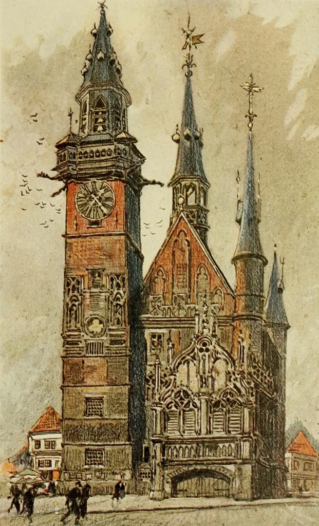 An illustration from Vanished towers and chimes of Flanders, 1916, leaf 198