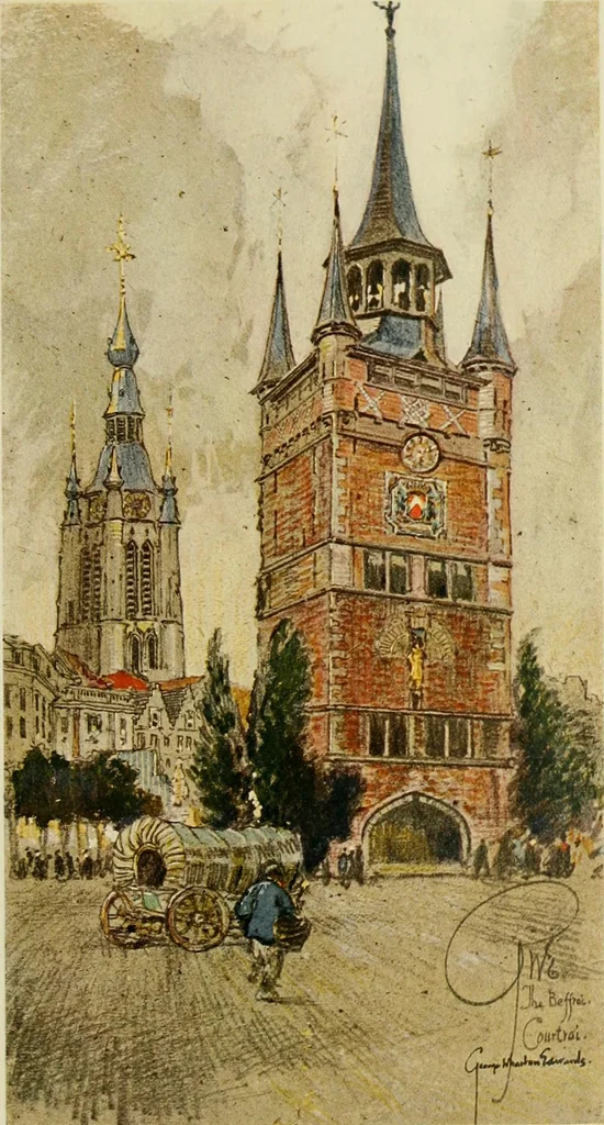 An illustration from Vanished towers and chimes of Flanders, 1916, leaf 210