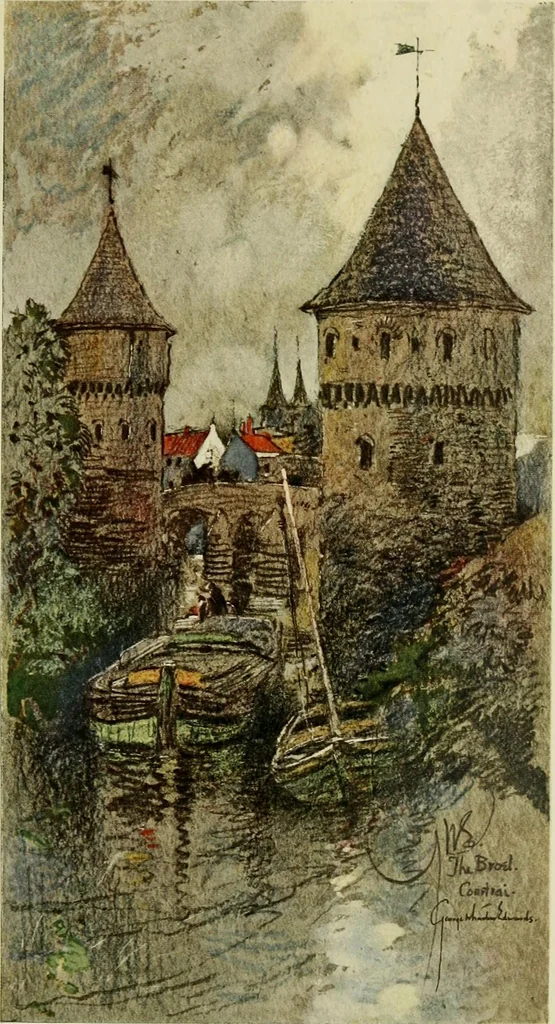 An illustration from Vanished towers and chimes of Flanders, 1916, leaf 218