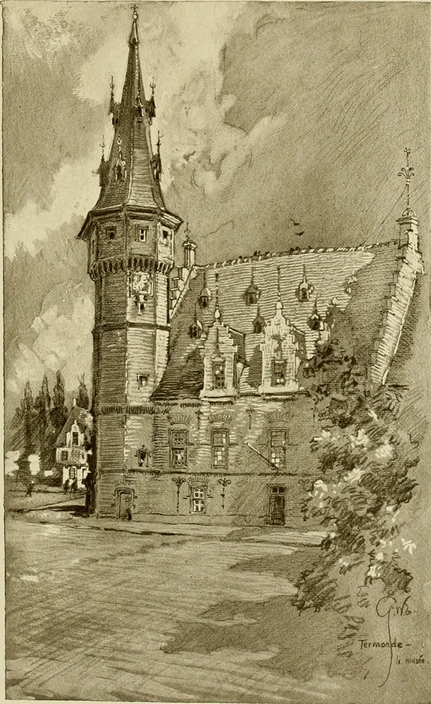 An illustration from Vanished towers and chimes of Flanders, 1916, leaf 236