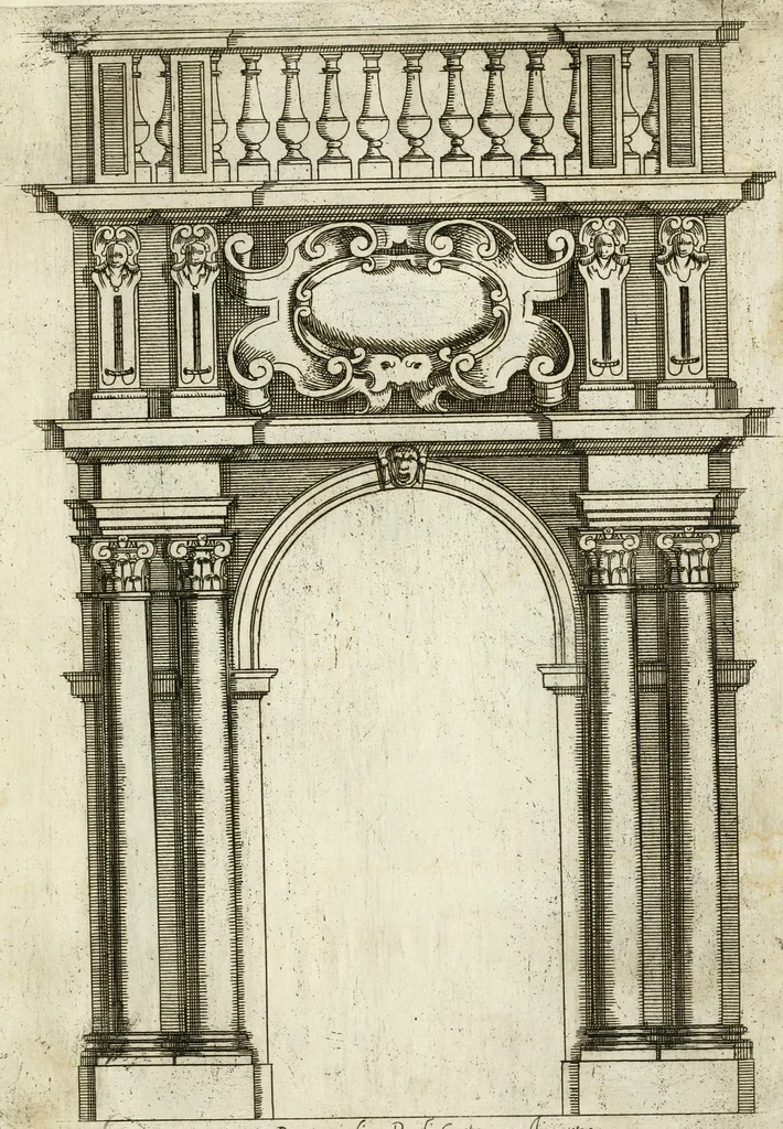 An illustration from Vari disegni de arghitettura ornati de porte, 1619, leaf 10