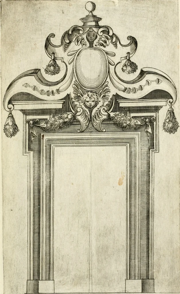 An illustration from Vari disegni de arghitettura ornati de porte, 1619, leaf 100