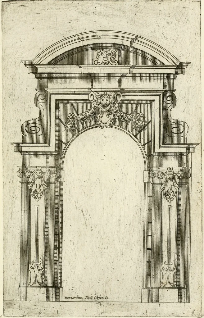 An illustration from Vari disegni de arghitettura ornati de porte, 1619, leaf 104