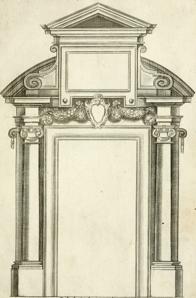 An illustration from Vari disegni de arghitettura ornati de porte, 1619, leaf 106
