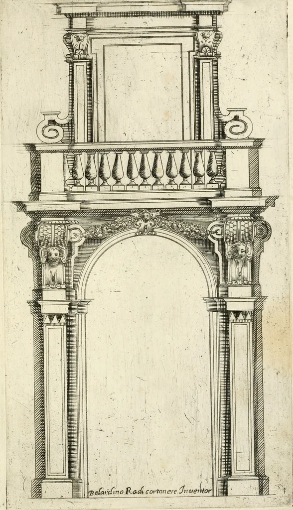 An illustration from Vari disegni de arghitettura ornati de porte, 1619, leaf 108