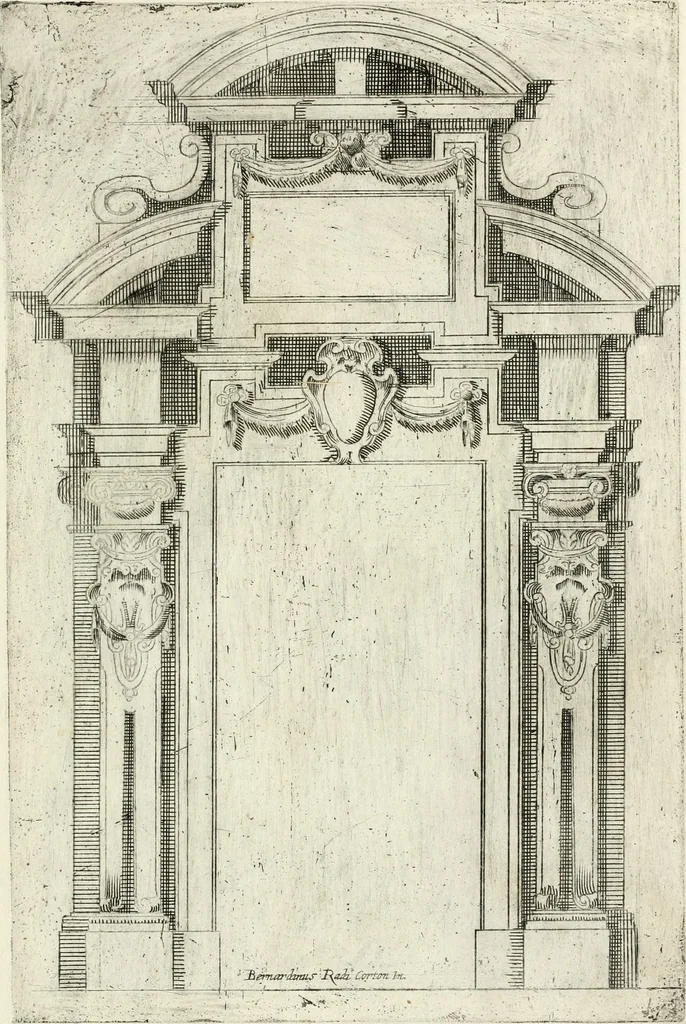 An illustration from Vari disegni de arghitettura ornati de porte, 1619, leaf 22