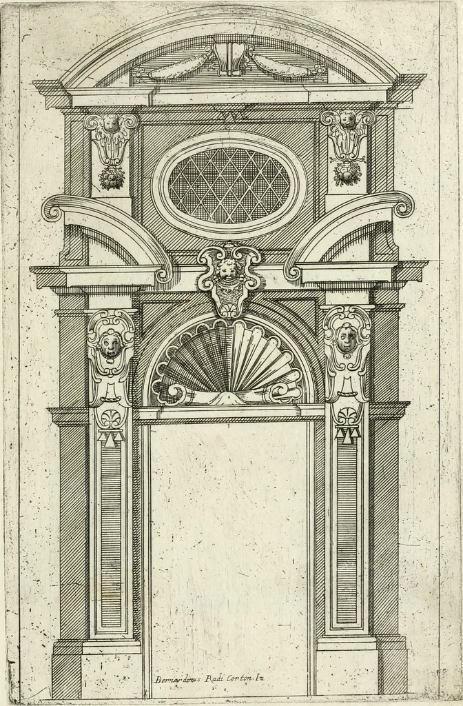 An illustration from Vari disegni de arghitettura ornati de porte, 1619, leaf 32