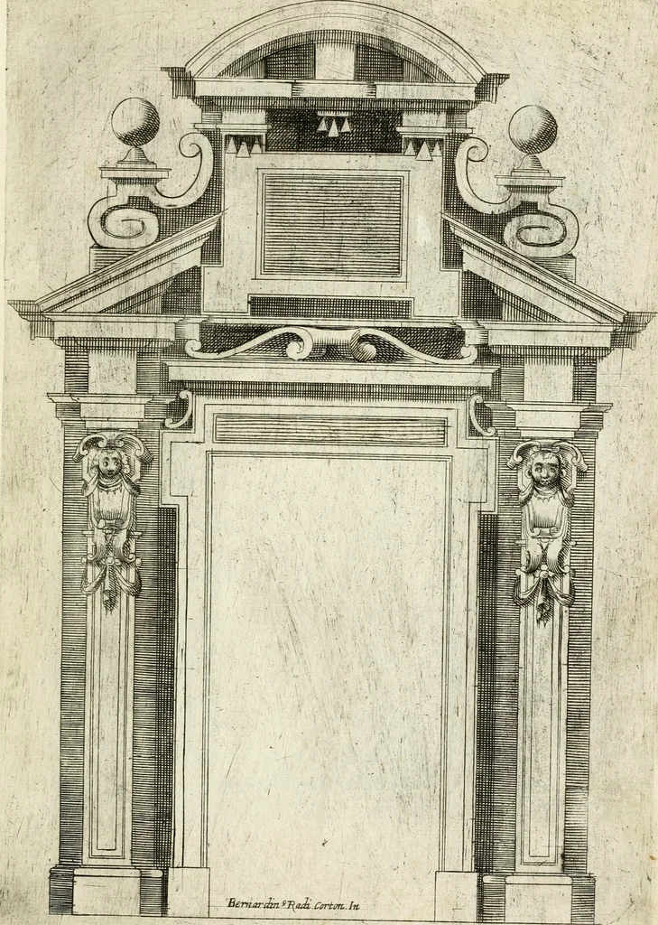 An illustration from Vari disegni de arghitettura ornati de porte, 1619, leaf 36