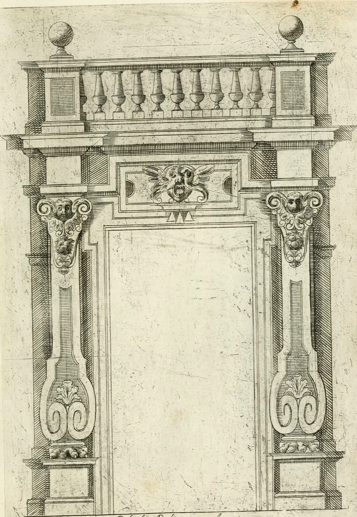 An illustration from Vari disegni de arghitettura ornati de porte, 1619, leaf 42