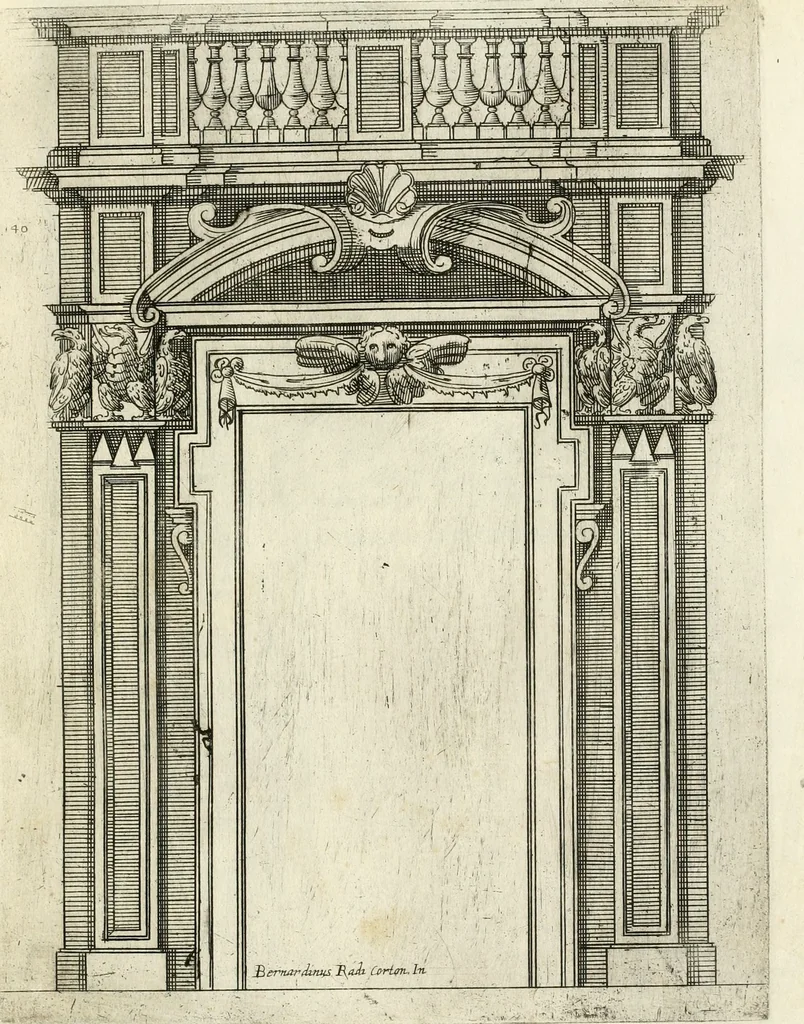 An illustration from Vari disegni de arghitettura ornati de porte, 1619, leaf 44
