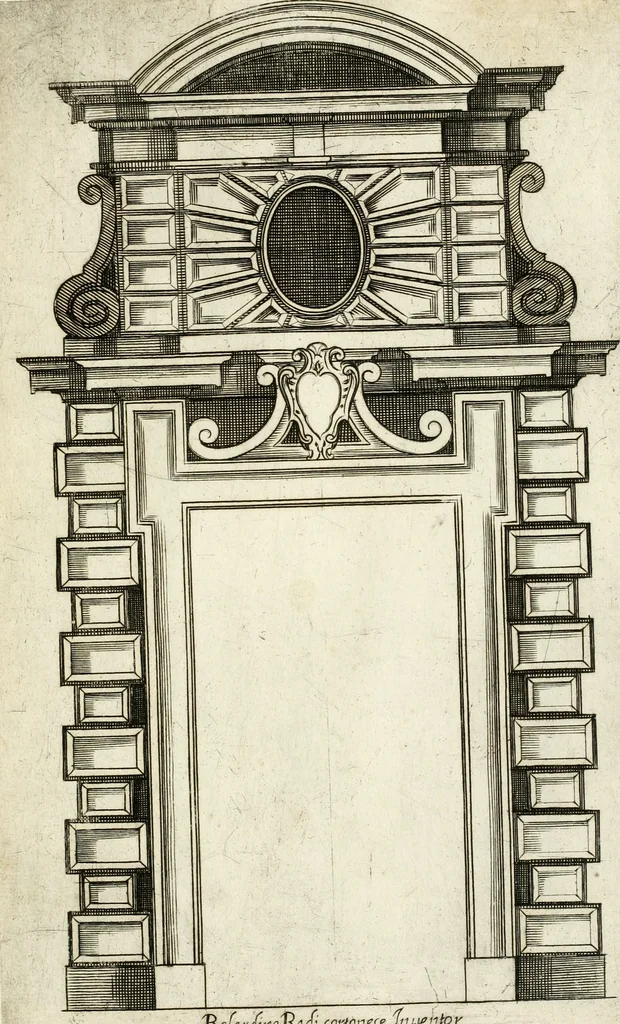 An illustration from Vari disegni de arghitettura ornati de porte, 1619, leaf 46