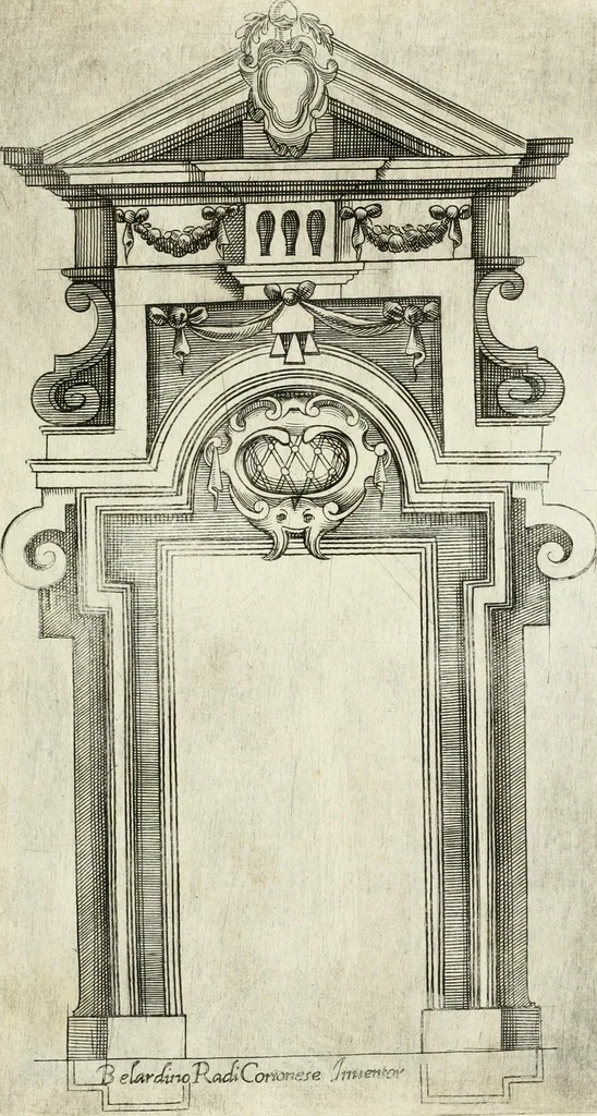 An illustration from Vari disegni de arghitettura ornati de porte, 1619, leaf 52