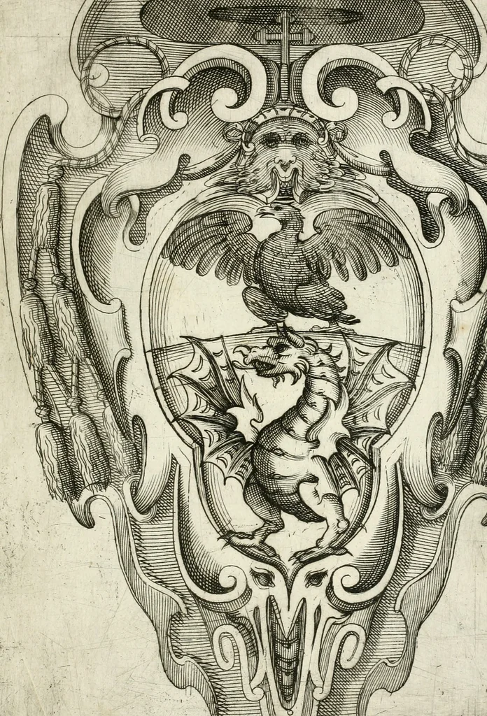 An illustration from Vari disegni de arghitettura ornati de porte, 1619, leaf 6
