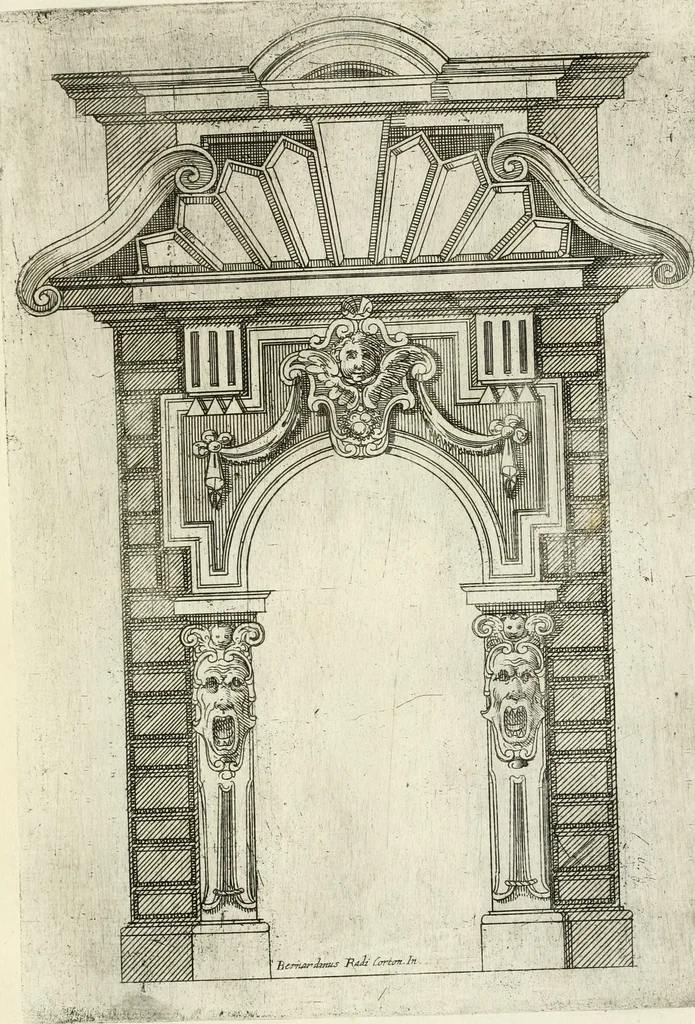 An illustration from Vari disegni de arghitettura ornati de porte, 1619, leaf 60