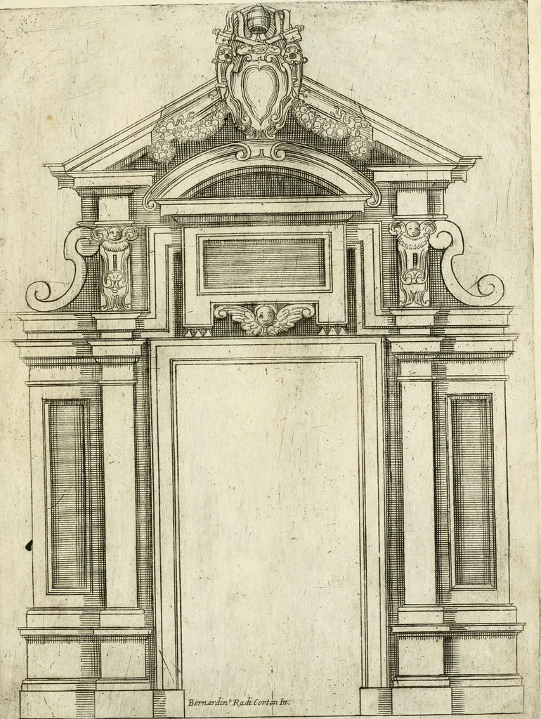 An illustration from Vari disegni de arghitettura ornati de porte, 1619, leaf 68