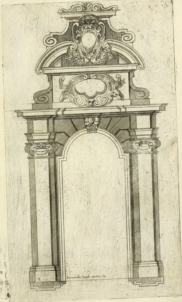 An illustration from Vari disegni de arghitettura ornati de porte, 1619, leaf 70