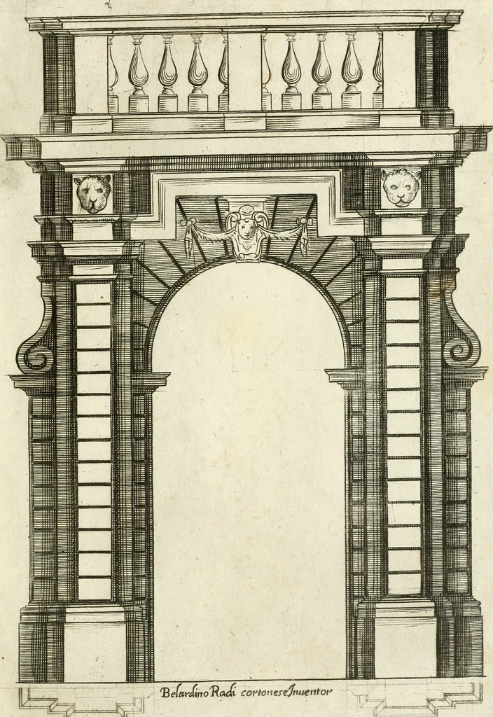 An illustration from Vari disegni de arghitettura ornati de porte, 1619, leaf 72