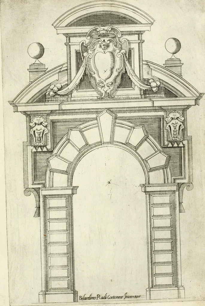 An illustration from Vari disegni de arghitettura ornati de porte, 1619, leaf 74