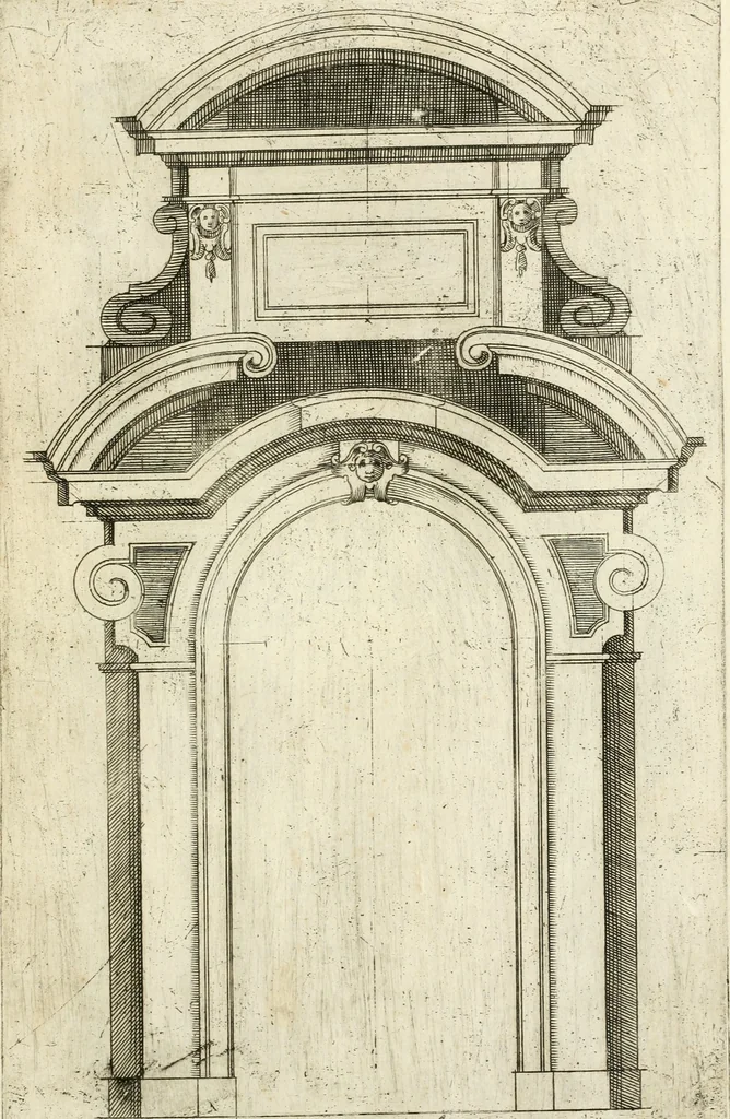 An illustration from Vari disegni de arghitettura ornati de porte, 1619, leaf 80