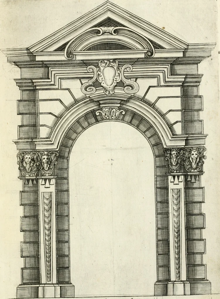 An illustration from Vari disegni de arghitettura ornati de porte, 1619, leaf 86