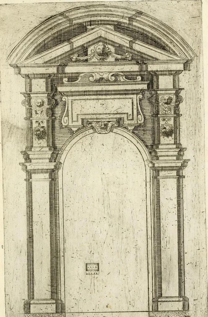 An illustration from Vari disegni de arghitettura ornati de porte, 1619, leaf 90