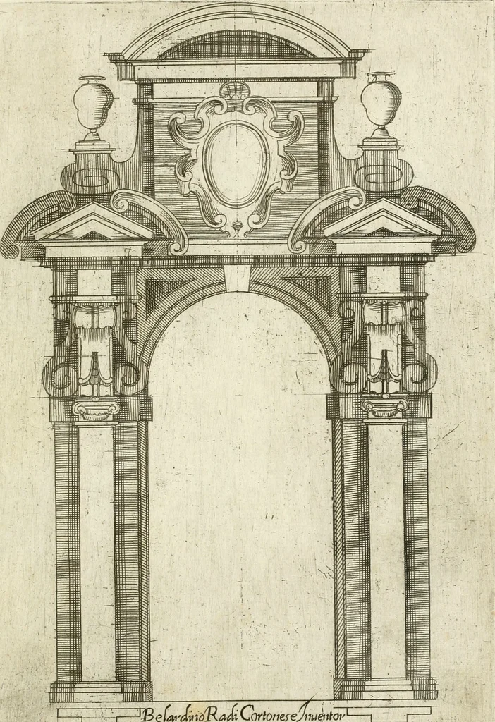 An illustration from Vari disegni de arghitettura ornati de porte, 1619, leaf 96