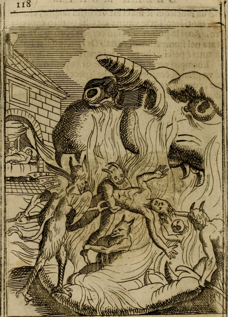 An illustration from Varii, e veri ritratti della morte : disegnati in immagini, ed espressi in essempij al peccatore duro di cuore, 1675, leaf 121