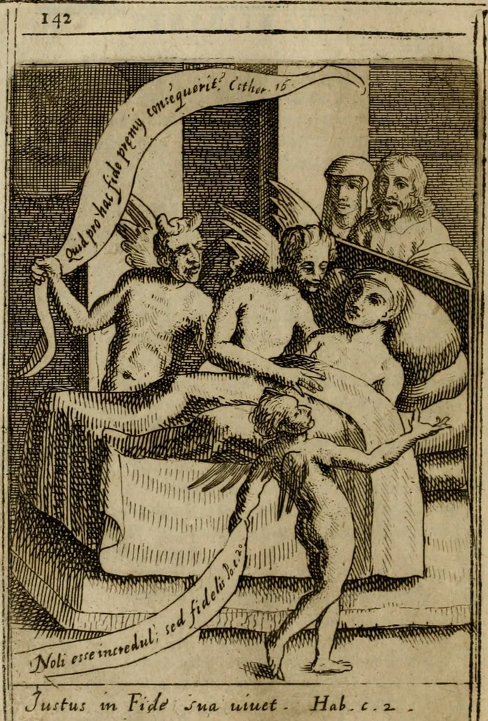 An illustration from Varii, e veri ritratti della morte : disegnati in immagini, ed espressi in essempij al peccatore duro di cuore, 1675, leaf 145