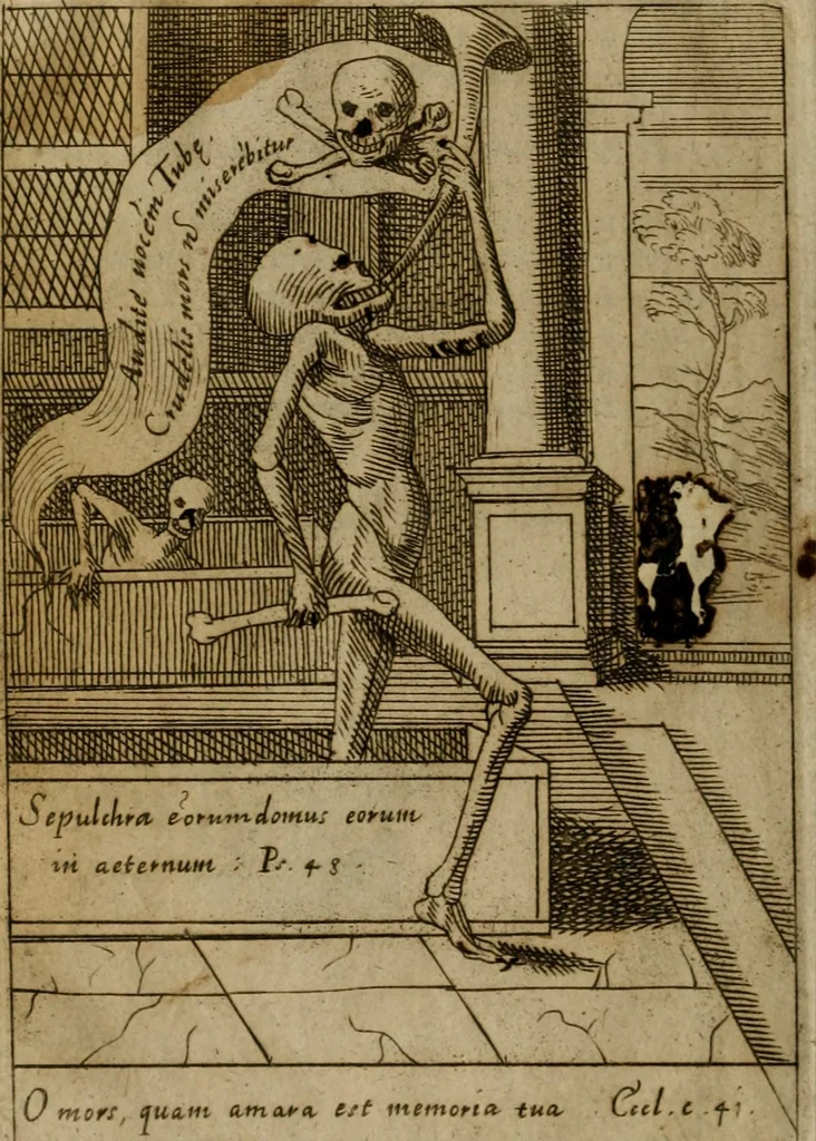An illustration from Varii, e veri ritratti della morte : disegnati in immagini, ed espressi in essempij al peccatore duro di cuore, 1675, leaf 15
