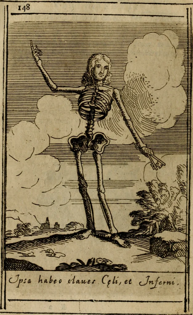 An illustration from Varii, e veri ritratti della morte : disegnati in immagini, ed espressi in essempij al peccatore duro di cuore, 1675, leaf 151