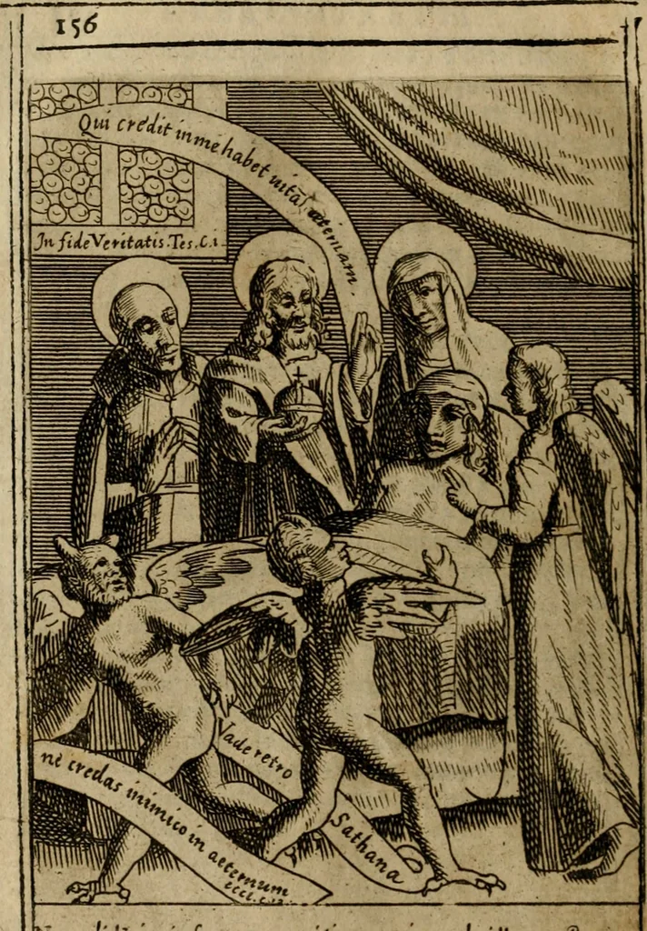 An illustration from Varii, e veri ritratti della morte : disegnati in immagini, ed espressi in essempij al peccatore duro di cuore, 1675, leaf 159