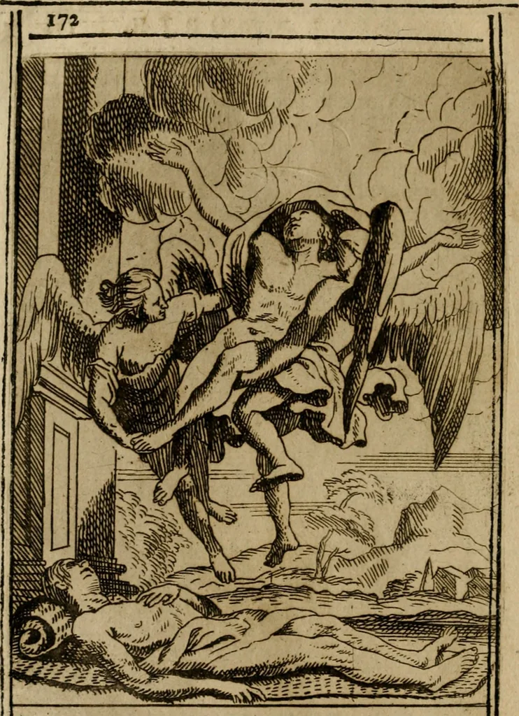 An illustration from Varii, e veri ritratti della morte : disegnati in immagini, ed espressi in essempij al peccatore duro di cuore, 1675, leaf 175