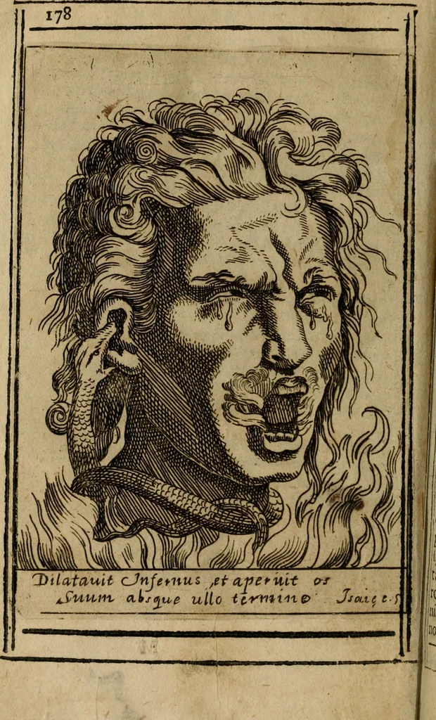 An illustration from Varii, e veri ritratti della morte : disegnati in immagini, ed espressi in essempij al peccatore duro di cuore, 1675, leaf 181