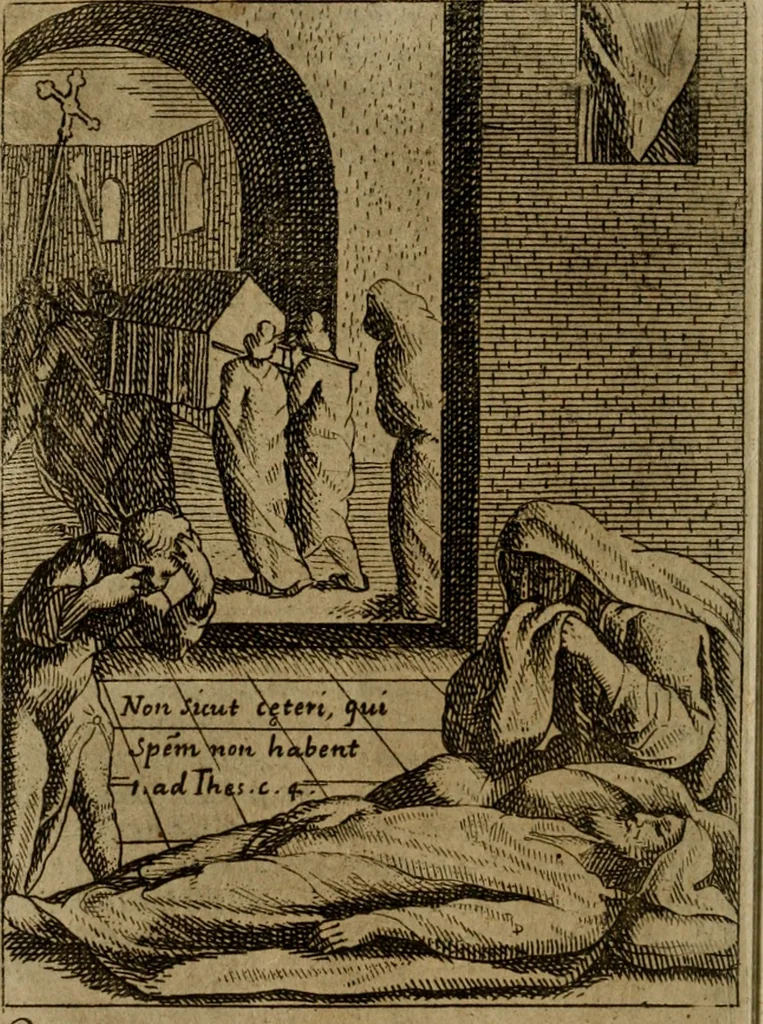 An illustration from Varii, e veri ritratti della morte : disegnati in immagini, ed espressi in essempij al peccatore duro di cuore, 1675, leaf 29