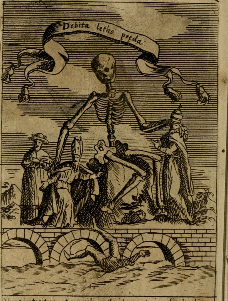 An illustration from Varii, e veri ritratti della morte : disegnati in immagini, ed espressi in essempij al peccatore duro di cuore, 1675, leaf 35