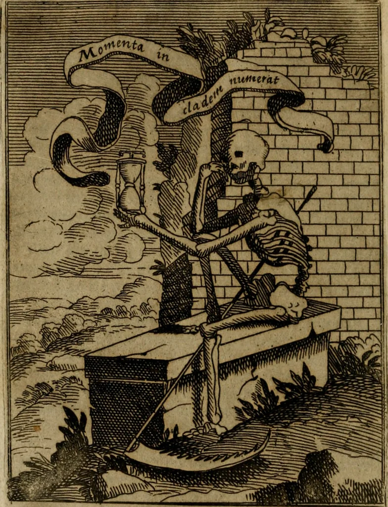 An illustration from Varii, e veri ritratti della morte : disegnati in immagini, ed espressi in essempij al peccatore duro di cuore, 1675, leaf 47