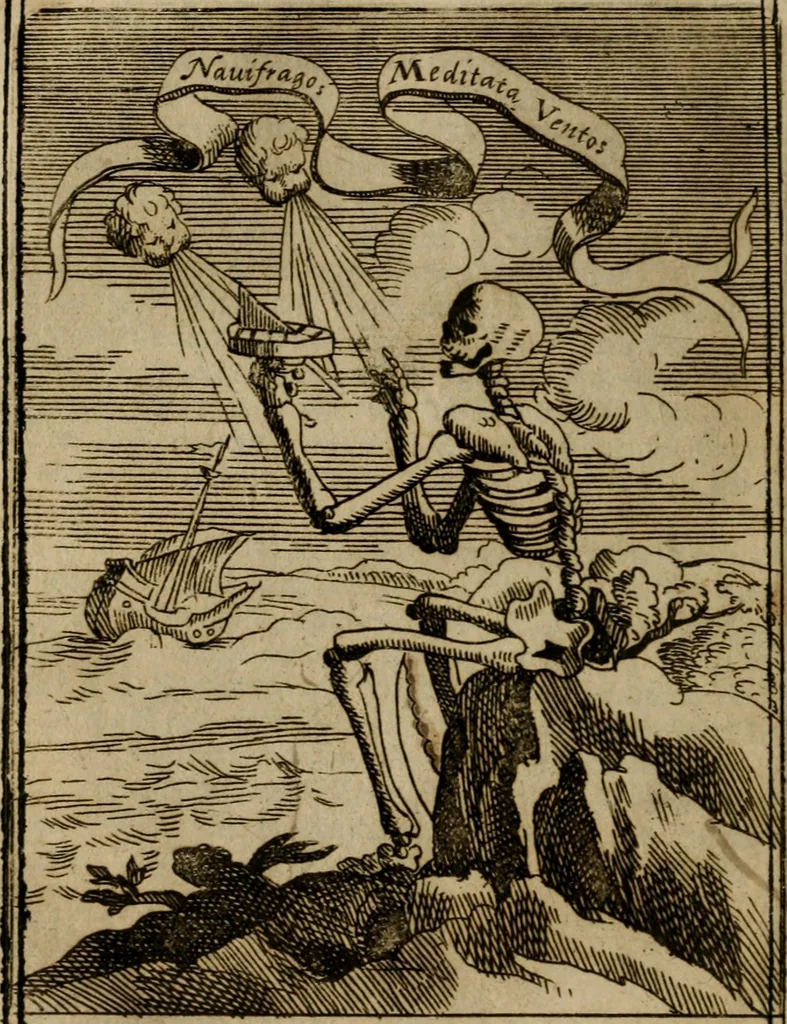 An illustration from Varii, e veri ritratti della morte : disegnati in immagini, ed espressi in essempij al peccatore duro di cuore, 1675, leaf 59
