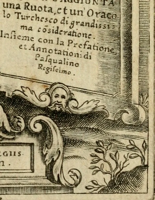 An illustration from Vaticinia, siue, Prophetiae abbatis Joachimi & Anselmi episcopi Marsicani : cum imaginibus aere incisis, correctione et pulcritudine, plurium manuscriptorum exemplariu op[er]e ... : qvibvs rota et oraculum turcicum maxime considerationis adiecta sunt : vna cum praefatione et adnotationibus Paschalini Regiselmi = Vaticinii, ouero, Profetie dell'abbate Gioachino & di Anselmo vescovo di Marsico .., 1589, leaf 4