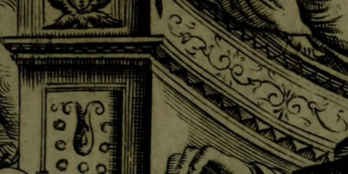 An illustration from Vaticinia, sive, Prophetiae Abbatis Ioachimi, [and] Anselmi Episcopi Marsicani; cum imaginibus aere incisis, correctione, et pulcritudine, plurium manuscriptorum exemplari ope, et variar imagin tabulis, et delineationibù, aliis antehac impressis longè praestantiora; quibus Rota, et Oraculum Turcicum maxime considerationis adiecta sunt; una cum praefatione et adnotationibus Paschalini Regiselmi, 1600, leaf 4