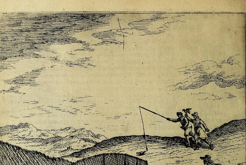 An illustration from Vccelliera, overo, Discorso della natvra, e proprieta di diversi vccelli : e in particolare di qve'che cantano : con il modo di prendergli, conoscergli, alleuargli, e mantenergli : e con le figure cauate dal vero, e diligentemente intagliate in rame dal Tempesta, e dal Villamena, 1622, leaf 132