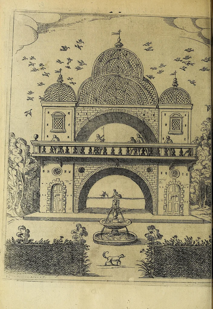 An illustration from Vccelliera, overo, Discorso della natvra, e proprieta di diversi vccelli : e in particolare di qve'che cantano : con il modo di prendergli, conoscergli, alleuargli, e mantenergli : e con le figure cauate dal vero, e diligentemente intagliate in rame dal Tempesta, e dal Villamena, 1622, leaf 148