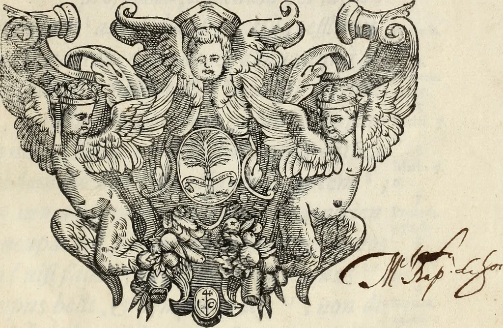An illustration from V. Cl. D. Antonii de Sousa de Macedo ... Decisiones Supremi Senatus iustitiae Lusitaniae, & supremi consilij fisci ac patrimonij regij, cum grauissimis collegis decretae : triplici indice locupletatae, 1677, leaf 4