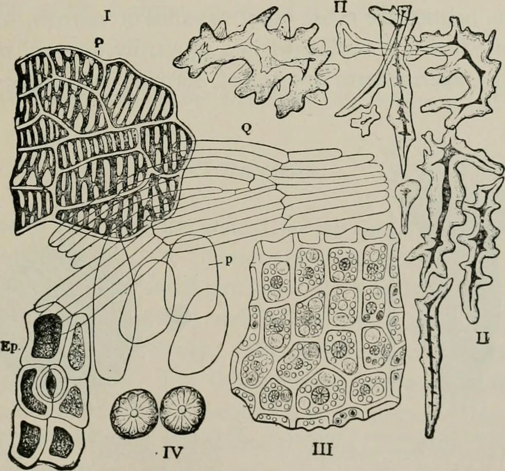 An illustration from The microscopy of vegetable foods, with special reference to the detection of adulteration and the diagnosis of mixtures, 1916, leaf 180