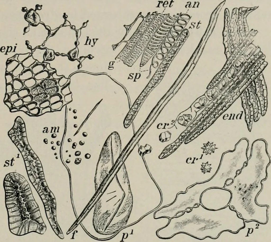 An illustration from The microscopy of vegetable foods, with special reference to the detection of adulteration and the diagnosis of mixtures, 1916, leaf 344