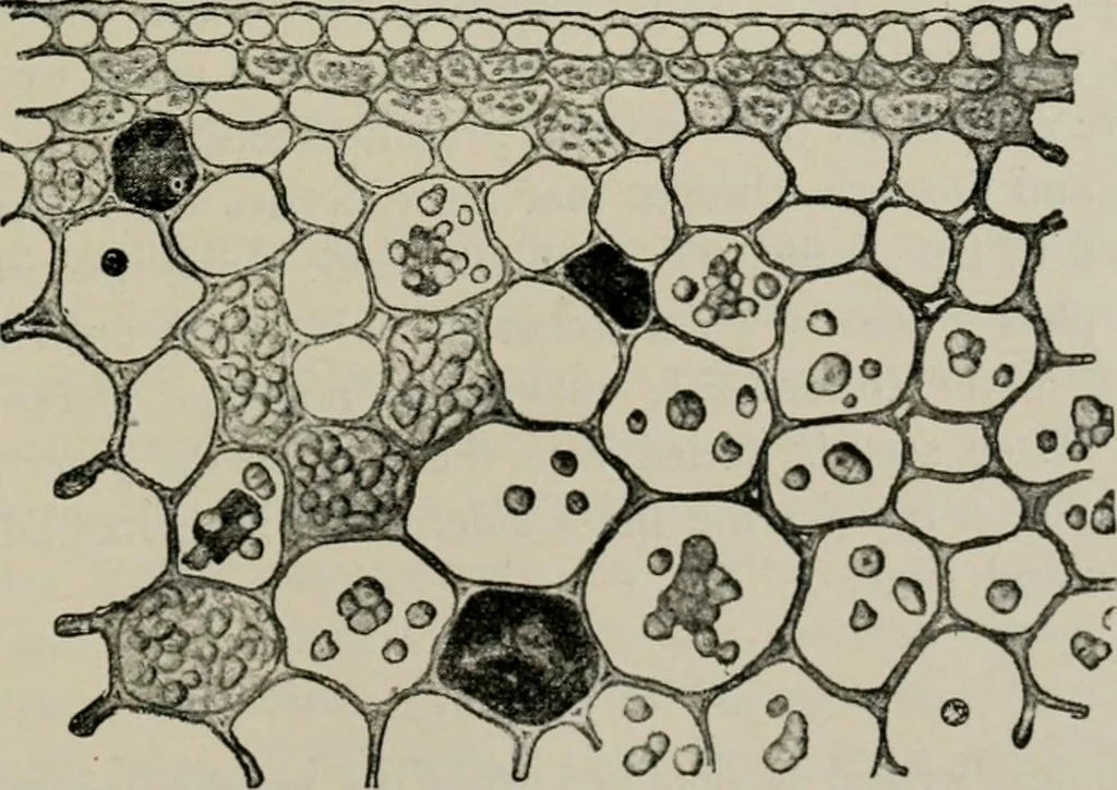 An illustration from The microscopy of vegetable foods, with special reference to the detection of adulteration and the diagnosis of mixtures, 1916, leaf 602