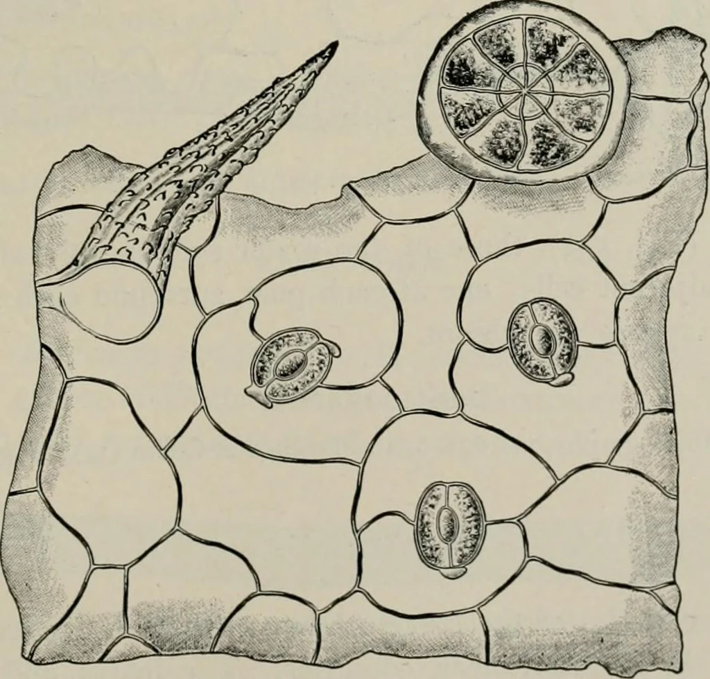 An illustration from The microscopy of vegetable foods, with special reference to the detection of adulteration and the diagnosis of mixtures, 1916, leaf 636