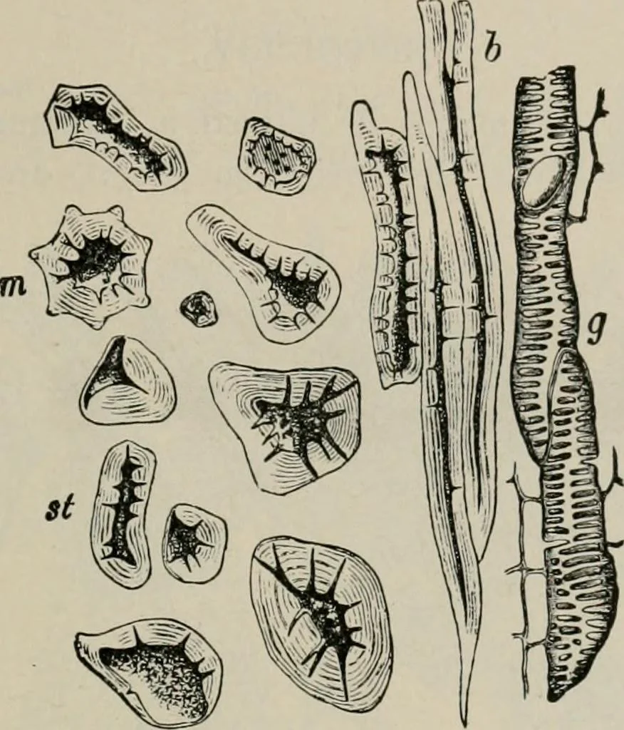 An illustration from The microscopy of vegetable foods, with special reference to the detection of adulteration and the diagnosis of mixtures, 1916, leaf 658