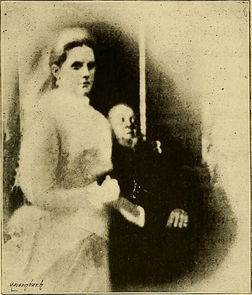 An illustration from The veil lifted. Modern developments of spirit photography. With twelve illustrations, 1894, leaf 44