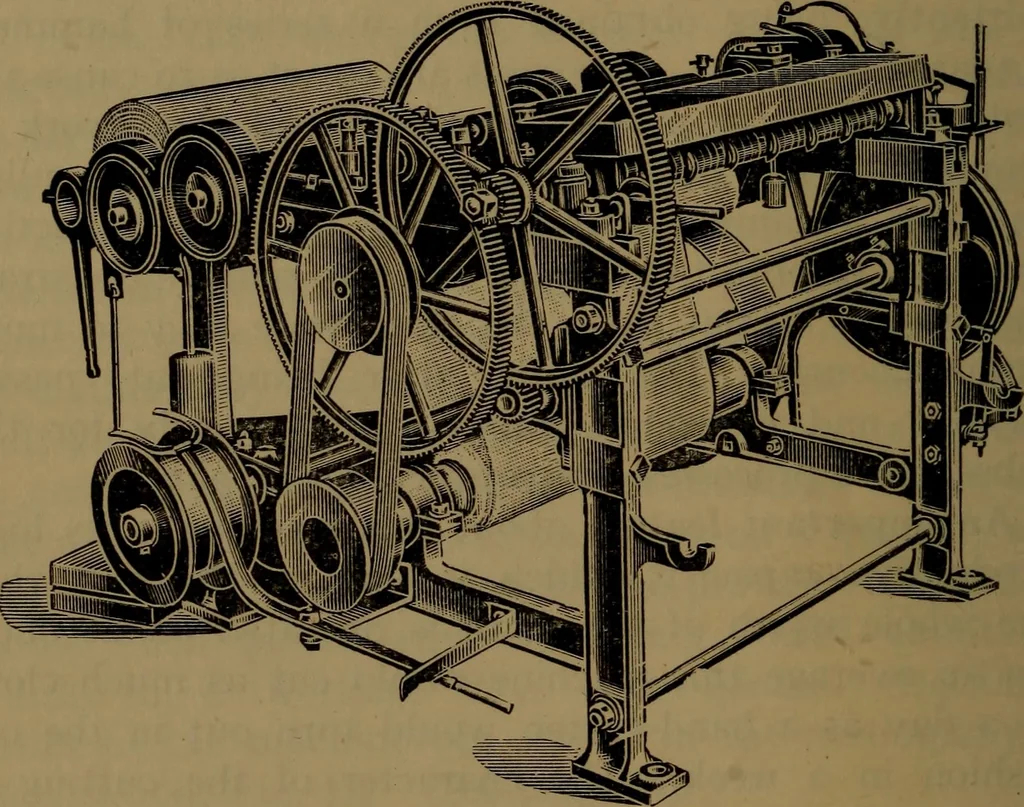 An illustration from The velvet and corduroy industry; a brief account of the various processes connected with the manufacture of cotton pile goods, 1922, leaf 109
